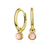Øreringer i 925 forgylt sølv med rosa opal