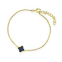 Pan Jewelry, Kløver armbånd i forgylt 925 sølv med havblå lapis lazuli