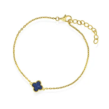 Pan Jewelry, Kløver armbånd i forgylt 925 sølv med havblå lapis lazuli