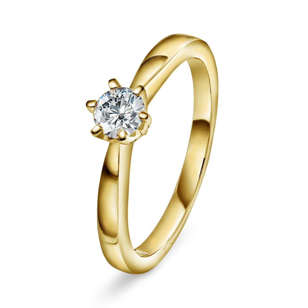 Olivia diamantring i 585 gult gull 0,25 ct