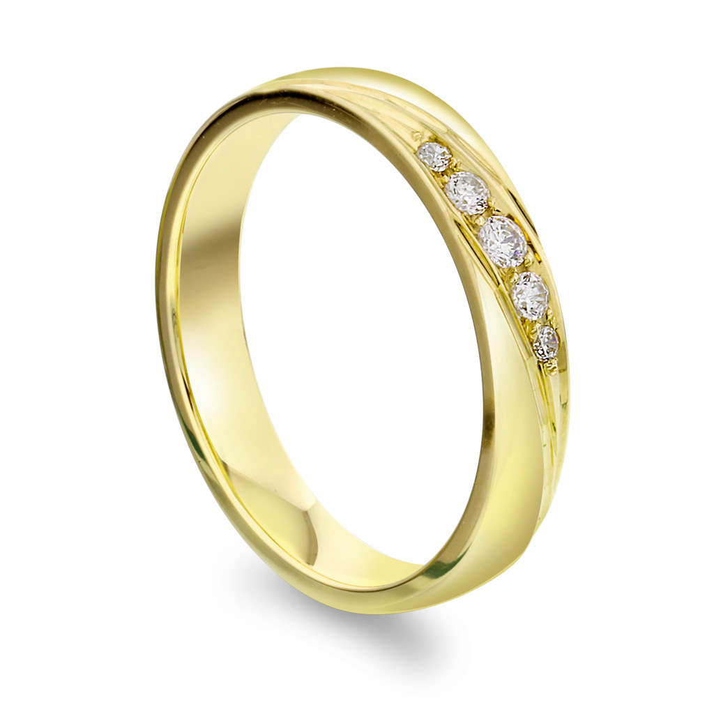Giftering i 585 gult gull med diamanter 0,09 CT | 3,5 mm bredde