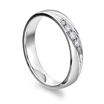 Giftering i 375  hvitt gull med diamanter 0,09 ct | 3,5 mm bredde