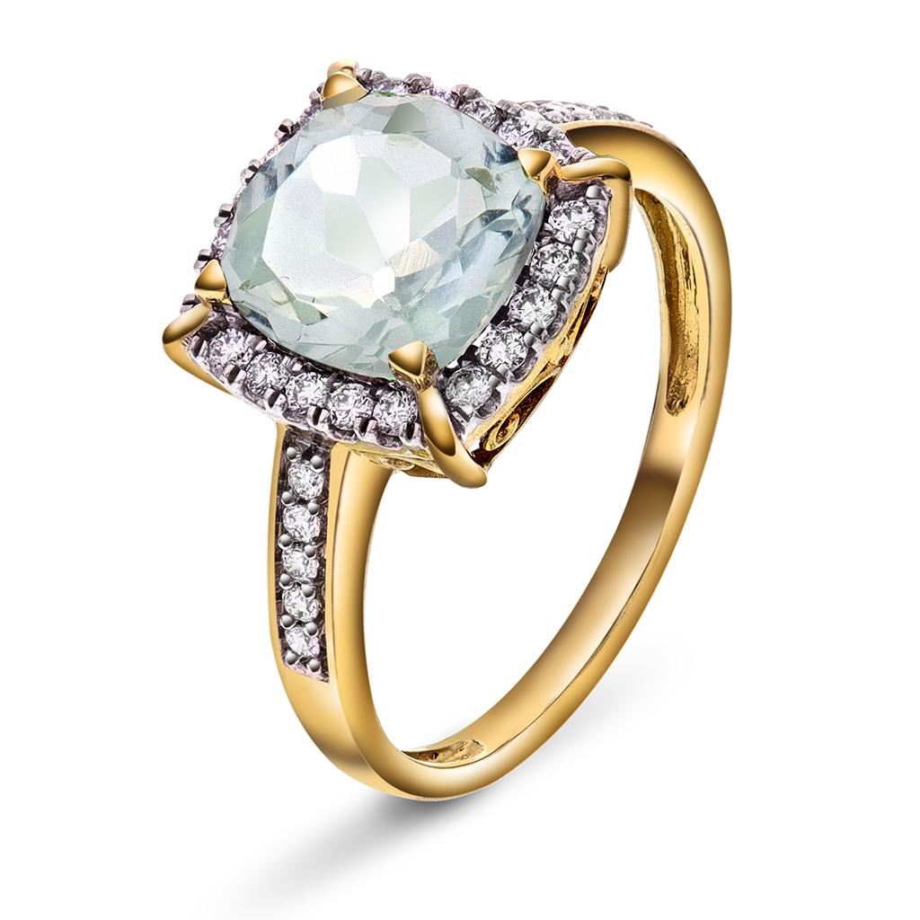 Siena by Gullfunn diamantring i 585 gull 0,27 ct med grønn ametyst, størrelse Siena by Gullfunn diamantring i 585 gull 0,25 ct med grønnametyst, Str. 60