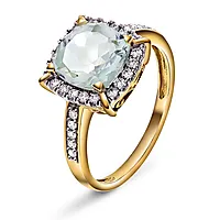 Siena diamantring i 585 gull 0,27 ct med grønn ametyst
