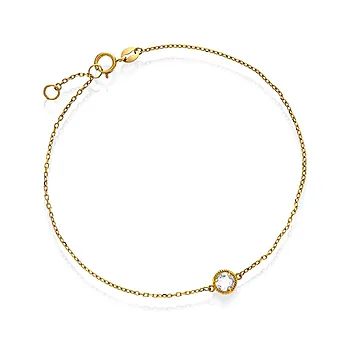 Armbånd i 585 gult gull med zirkonia