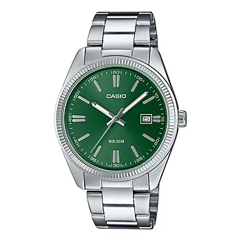 Timeless herreklokke i stål med grønn skive