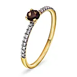 Diamantring i 585 gult gull 0,10 ct med røykkvarts