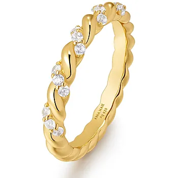 Ring i 925 forgylt sølv med zirkonia