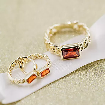 Bilde nummer 4 av Pan Jewelry, Ring i forgylt 925 sølv med orange zirkonia