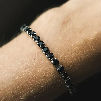 Bilde nummer 4 av Alexander, Armbånd i stål med sort zirkonia