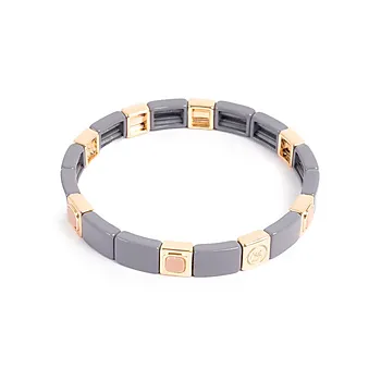 Armbånd i messing med denimfarget emailje