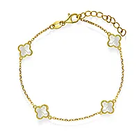 Pan Jewelry, Kløver armbånd i forgylt 925 sølv med perlemor