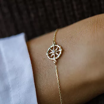 Bilde nummer 3 av Pan Jewelry, Armbånd i 585 gult gull med zirkonia og kompass