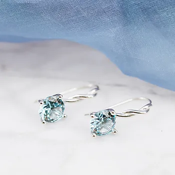 Bilde nummer 3 av Pan Jewelry Drops, Øredobber i 585 hvitt gull med syntetisk Akvamarin