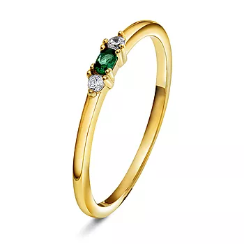 Pan Jewelry, Ring i 925 sølv med zirkonia og grønn sten