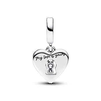 Bilde nummer 3 av Pandora Moments, Charm i 925 sølv med rødt hjerte og nøkkelhull