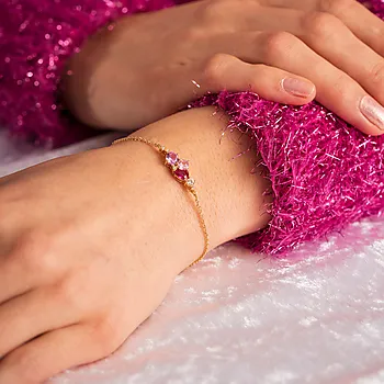 Bilde nummer 2 av Pan Jewelry, Armbånd i forgylt 925 sølv med rosa zirkonia