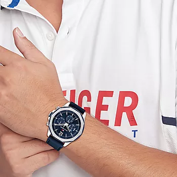 Bilde nummer 3 av Tommy Hilfiger, Herreklokke i stål med blå skinnrem