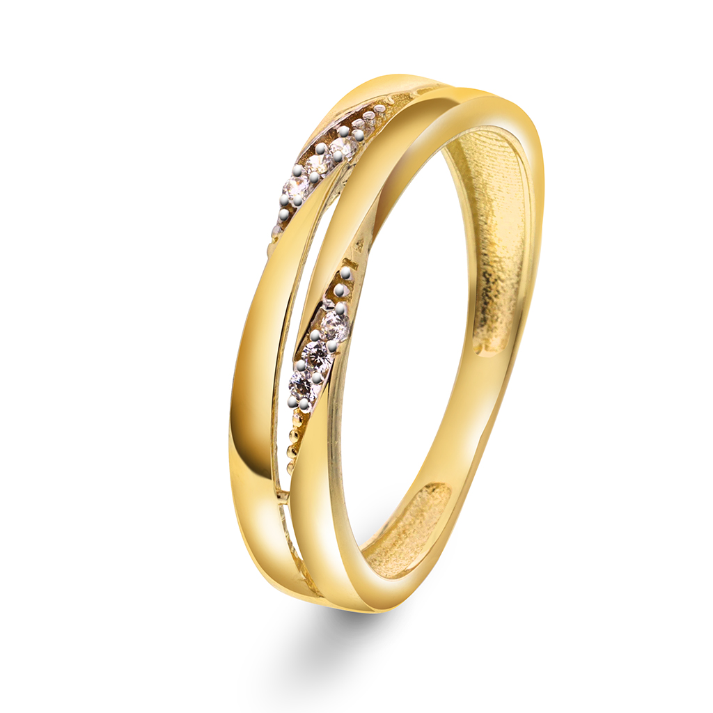 Pan Jewelry, Ring i 585 gult gull med zirkonia, størrelse 52