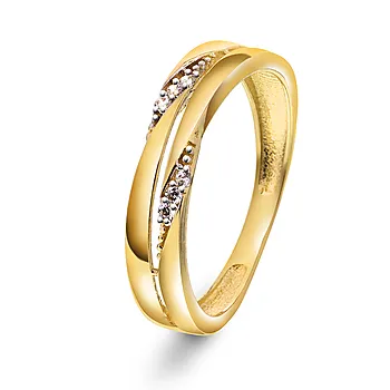Pan Jewelry, Ring i 585 gult gull med zirkonia