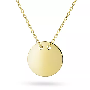 Nine Carat, Smykke i 375 gult gull med rund graveringsplate