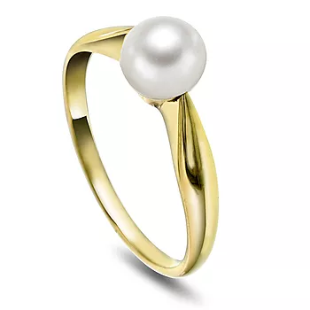 Pan Jewelry, Ring i 585 gult gull med kultivert ferskvannsperle