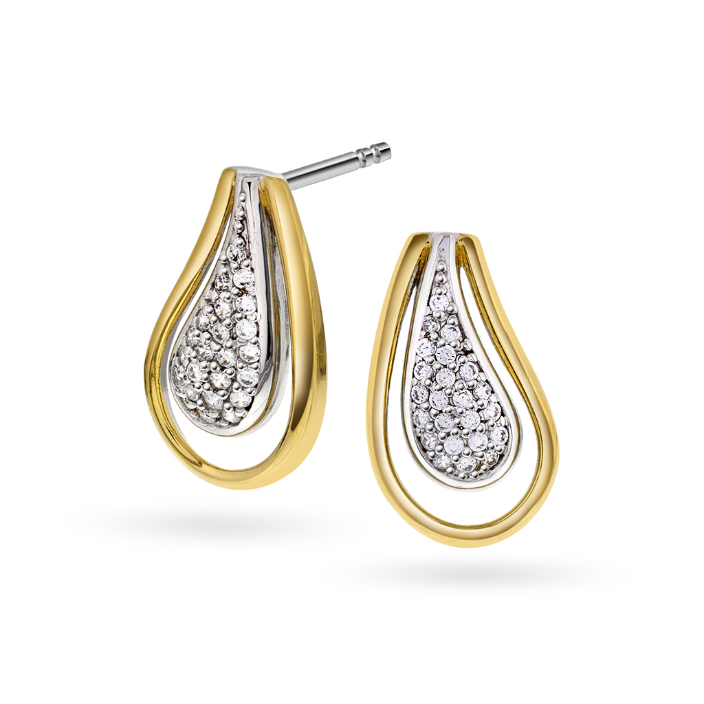 Pan Jewelry, Øredobber i 925 forgylt sølv med zirkonia