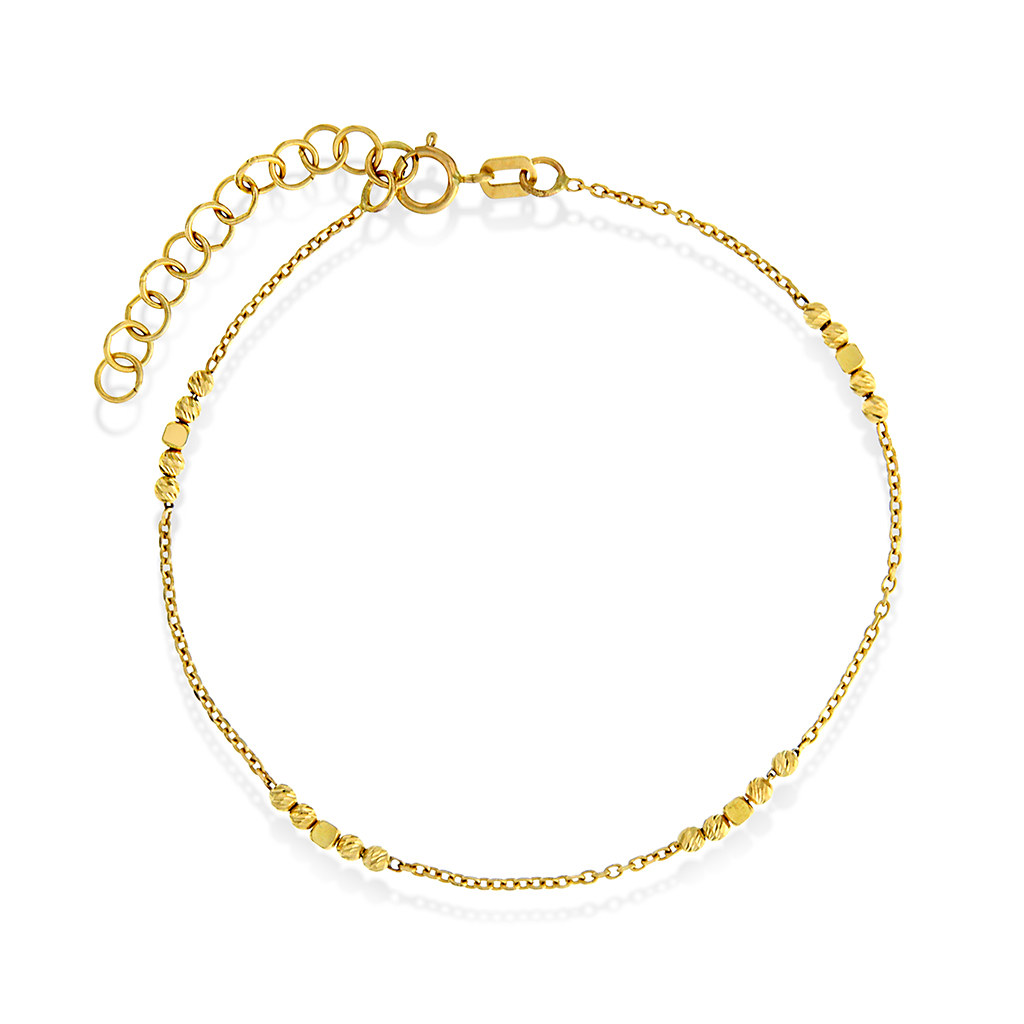 Gullarmbånd Pan Jewelry, Armbånd i 585 gult gull med kuler 16 + 3 cm