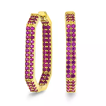 Janne Formoe by Pan Jewelry, Øreringer i 925 forgylt sølv med rosa zirkonia