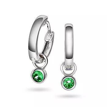 Pan Jewelry, Øreringer i 925 sølv med grønn zirkonia