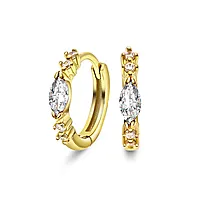 Pan Jewelry, Øreringer i forgylt 925 sølv med hvit zirkonia