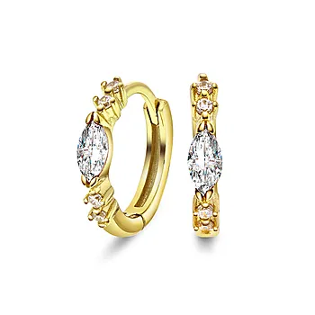 Pan Jewelry, Øreringer i forgylt 925 sølv med hvit zirkonia