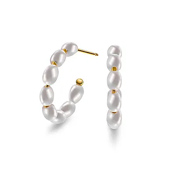 Engledråper øreringer i 925 forgylt sølv med ferskvannsperler