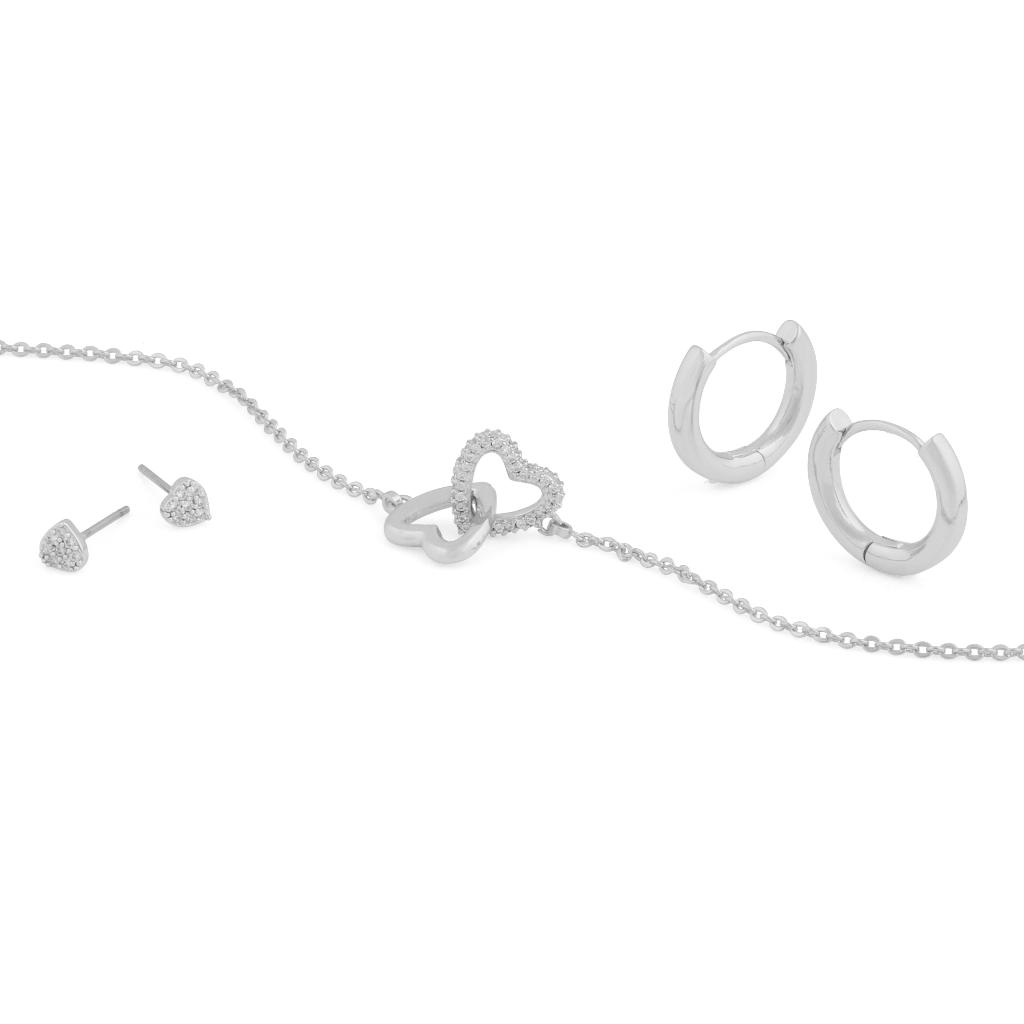Snö of Sweden, Maine smykkesett med armbånd og øredobber i forsølvet messing med zirkonia