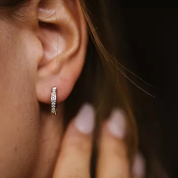 Bilde nummer 4 av Pan Jewelry, Øreringer i 585 hvitt gull med diamanter 0,10 ct