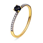 Diamantring i 585 gult gull 0,10 ct med onyx