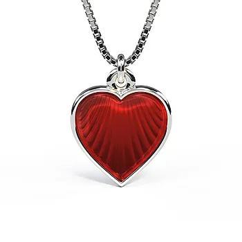 Smykke til barn i 925 sølv med rødt hjerte