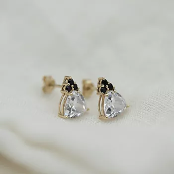 Bilde nummer 3 av Pan Jewelry, Øredobber i 585 gult gull med sort nano glasssten og zirkonia