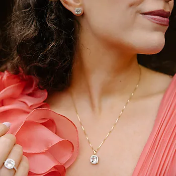 Bilde nummer 3 av Siena diamantsmykke i 585 gult gull 0,18 ct med grønn ametyst