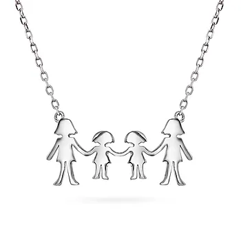 Familiesmykke i 925 sølv med mødre og to døtre