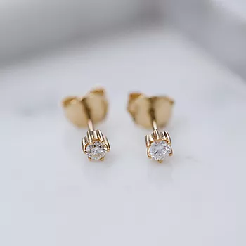Bilde nummer 3 av Pan Jewelry, Ingrid enstensøredobber i 585 gult gull 0,20 ct