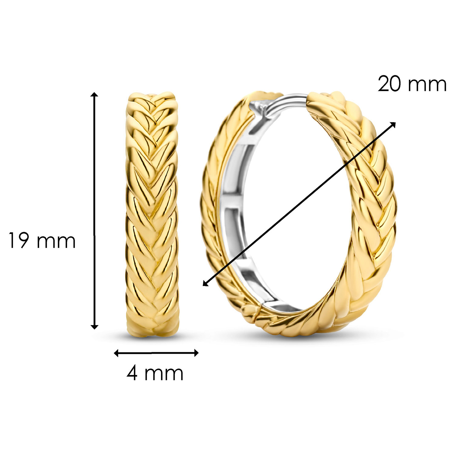 Bilde nummer 4 av Ti Sento, Øreringer i forgylt 925 sølv med flettet design