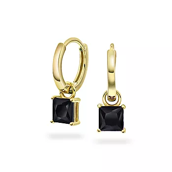 Pan Jewelry, Øreringer i forgylt sølv med sort zirkonia