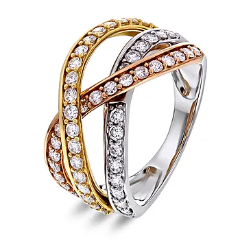 Verona diamantring i 585 flerfarget gull 1,00 ct