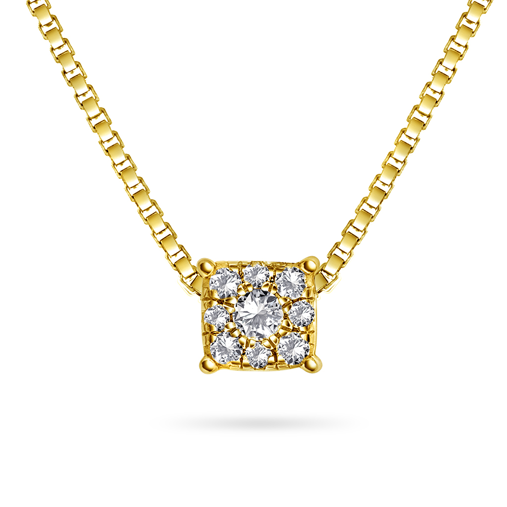 Line smykke i 375 gult gull med diamanter 0,12 ct