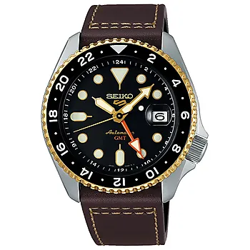 Seiko, 5 Sport Automatic herreklokke med brun skinnrem