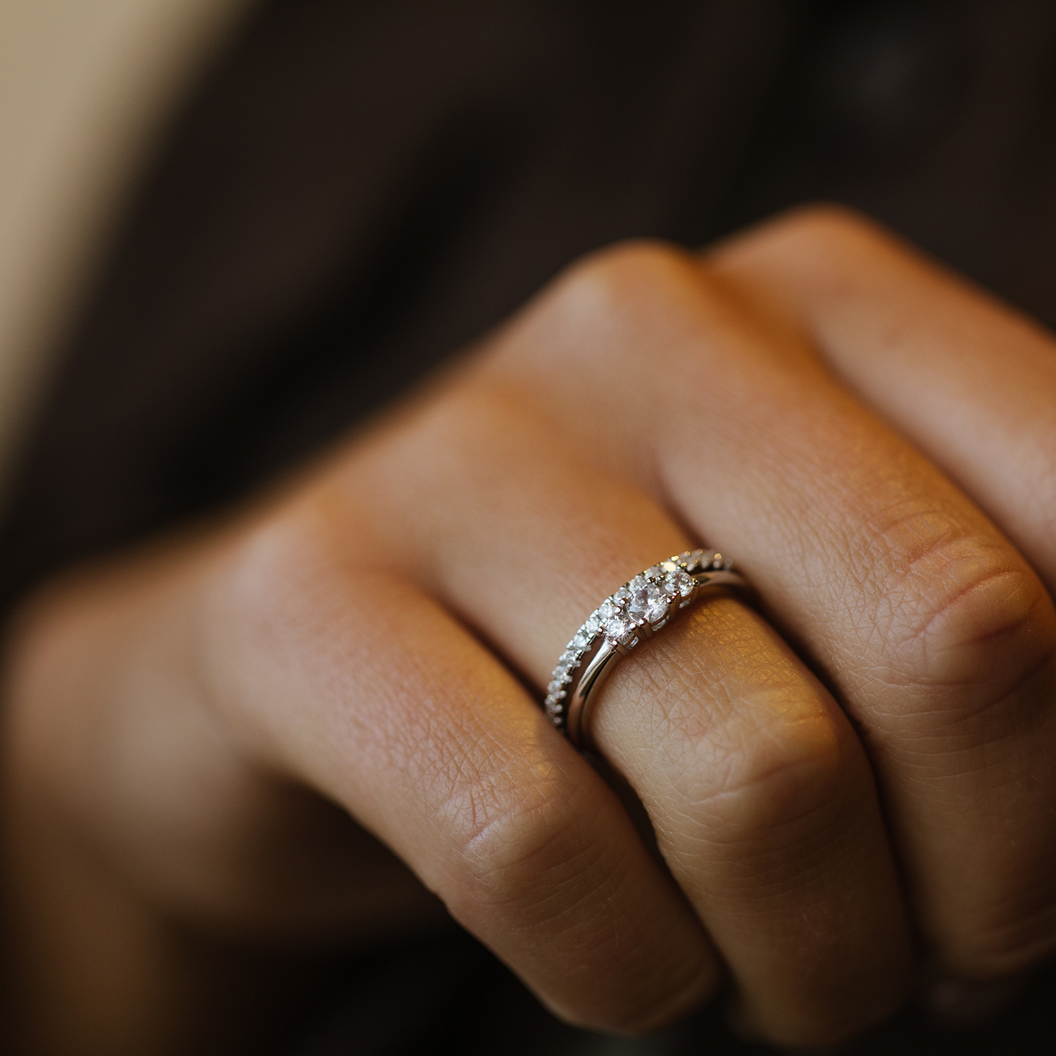 Bilde nummer 2 av Pan Jewelry, 2-i-1 ring i 925 rhodinert sølv med zirkonia