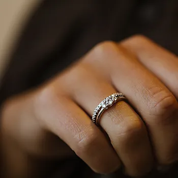Bilde nummer 2 av Pan Jewelry, 2-i-1 ring i 925 rhodinert sølv med zirkonia