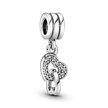 Pandora Moments, Charm i 925 sølv med sammelåste hjerter