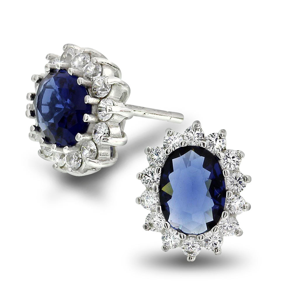 Pan Jewelry, Øredobber i 925 sølv med blå zirkonia